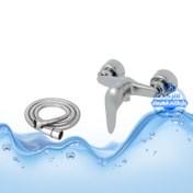 تصویر ست ۲ عددی شیر توالت اهرمی و شلنگ توالت | کروم مات | شیرآلات برند آیدا صنعت مدل قهرمان 