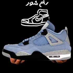 تصویر کتونی نایک جردن 4 مدل Air jordan 4 blue unc 