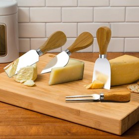 تصویر ست کارد صبحانه خوری مجموعه 4 عددی 4PCS Wooden Handle Cheese Knife Set