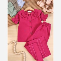 تصویر شومیز شلوار دخترانه جنس لینن گرم بالا 