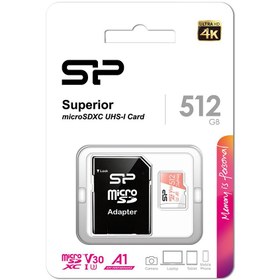 تصویر کارت حافظه سیلیکون پاور مدل Superior microSDXC UHS-I Card با ظرفیت 512 گیگابایت 100MB/s کد 8369 