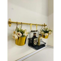 تصویر استند دو گلدان سبد هالترپ طلایی سالوت 