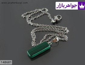 تصویر آویز سنگ مالاکیت با تراش زیبا همراه زنجیر استیل کد 148681 
