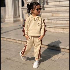 تصویر ست هودی شلوار دخترانه مدل میخک توکرکی 