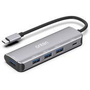تصویر هاب Type-C اونتن مدل 95116S با 4 پورت USB 3.0 و 1 پورت USB-C onten 95116S Type-C to four USB 3.0 and smart PD