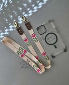 تصویر آویز موبایل کراس بادی «طرح گل لاله کلاهک قهوه‌ای» 