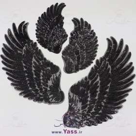 تصویر بال فرشته پولک دوزی حرارتی بزرگ مشکی 