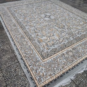 تصویر فرش طلاکوب 12 متری 500 شانه تراکم 1500 طرح افشان سیلور طلاکوب (ارسال رایگان) 