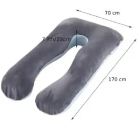 تصویر بالش بارداری یو مخمل – U-shaped full body pillow 