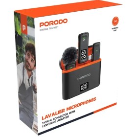 تصویر میکروفون بی سیم پرودو Porodo Lavalier Microphone PD-WCDMIC دارای ۲ فرستنده Porodo Lavalier Microphone PD-WCDMIC