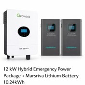 تصویر پکیج برق اضطراری ۱۲ کیلووات هیبرید+ باتری لیتیومی Marsriva ظرفیت 10.24kWh 12kW Hybrid Backup Power System | 48V Inverter + Marsriva 10.24kWh LiFePO4 Battery