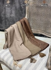 تصویر شال پلیسه درشت رنگی صدفی 
