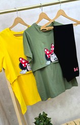 تصویر تیشرت و شلوار شیردهی میکی موس - زیتونی روشن / ۱ (دور سینه ۹۸_ دور ران ۴۶) 