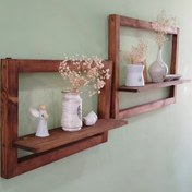 تصویر شلف دیواری چوبی مدل قاب دکوراتیو قاب چوبی دکوراتیو