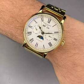 تصویر پتک فیلیپ دو تقویم - بند طلایی - Patek Philippe 