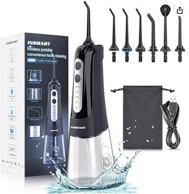 تصویر واترجت شست و شوی دهان و دندان INSMART با مخزن 300 میلی لیتری قابل حمل Cordless Water Dental Flosser Teeth Cleaner, INSMART Professional 300ML Tank DIY Mode USB Rechargeable Dental Oral Irrigator for Home and Travel, IPX7 Waterproof 6 Modes Irrigate for Oral Care