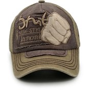 تصویر کلاه کپ بیسبالی کتان سنگشور طرح مشت درجه 1 وارداتی Premium Imported Washed Cotton Baseball Cap with Fist Design
