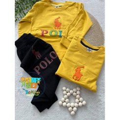 تصویر بلوز و شلوار پسرانه رنگ زرد طرح polo کد 1018 