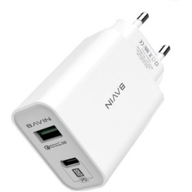 تصویر شارژر باوین مدل PC350Y همراه با کابل تایپ سی Bavin PC350Y PD QC3.0 USB/Type-C Charger With Type-C Cable