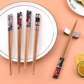 تصویر چاپستیک 10 تایی بامبو طرحدار 