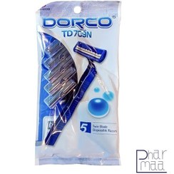 تصویر خودتراش دولبه بدون صابون آبی دورکو 5 عددی 