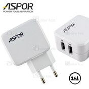 تصویر شارژر دیواری 2 پورت 3.4 آمپر اسپور ASPOR A858 Power Adapter 