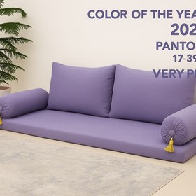 تصویر سرویس 5 تکه پشتی نشیمن مجلسی | مبل عربی زمینی شیک با کوسن استوانه 