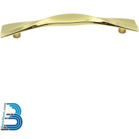 تصویر دستگیره کابینتی زاماک (سربی) دو پیچ طرح شکلاتی مدل B317 - 256 / طلایی Golden Zamak Cabinet Handles