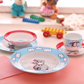 تصویر سرویس چینی زرین 1 نفره کودک بره ناقلا (5 پارچه) Zarin Iran ItaliaF Shunthesheep 5 Pieces Porcelain Kid Dinnerware Set