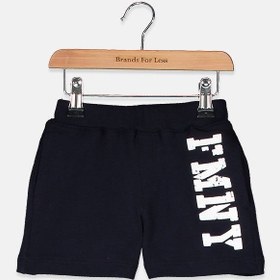 تصویر شلوارک برمودا با طرح FMNY برای پسران بچه، رنگ سرمه‌ای برند fred mello Baby Boys FMNY Print Drawstring Bermuda Short, Navy