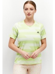 تصویر لباس ورزشی زنانه با آستین کوتاه مخصوص دویدن، سبز نئونی برند Adidas Women Sportswear Fit Short Sleeve Running T-Shirts, Neon Green