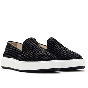 تصویر لوفر Derimod اورجینال دریمود 24SFD615329 Men's Black Thick Soled Knit Leather Casual Loafer 24sfd615329 