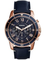 تصویر ساعت مچی مردانه ضد آب چرم آنالوگ کوارتز FS5237 - 44 میلی‌متر - آبی برند fossil Men's Water Resistant Leather Analog Quartz Watch FS5237 - 44 mm - Blue