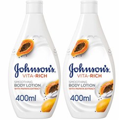 تصویر لوسیون بدن ویتا ریچ نرم‌کننده پاپایا چند رنگ ۲x۴۰۰ میلی‌لیتر برند johnson's Body Lotion Vita-Rich Smoothing Papaya Multicolour 2x400ml