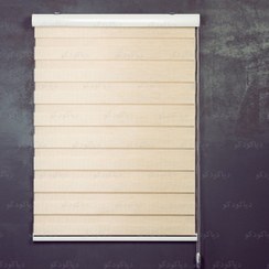 تصویر پرده زبرا طرح چوب رنگ کرم کد SND-02 