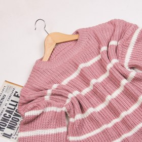 تصویر پلیور بافت زنانه مدل آستین بلند طرح راه راه 