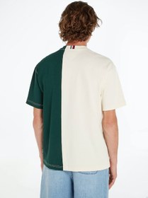 تصویر تی‌شرت مردانه مونو تایپ رنگی - پنبه‌ای، بژ برند Tommy Hilfiger Men's Monotype Colorblock T-Shirt - Cotton, Beige