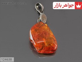 تصویر آویز کهربا بولونی لهستان حشره ای تراش طبیعی کد 124638 