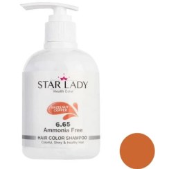 تصویر شامپو رنگ استارلیدی شماره 6.65 حجم 300 میلی لیتر رنگ مسی فندقی 