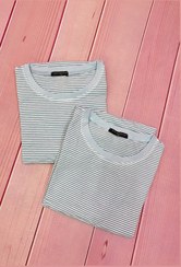 تصویر بلوز آستین بلند راه راه سایز لارج - سفید مشکی 