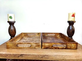 تصویر سینی دسته دار چوبی 