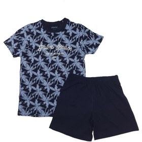 تصویر ست تیشرت شلوارک نخی پسرانه برند پپرتس مناسب 8 تا 14 سال کپی Boys' cotton t-shirt and shorts set, Peppers brand, suitable for ages 8 to 14