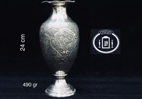 تصویر ‌گلدان نقره قلم گل و مرغ ممتاز عیار ۸۴ Silver vase