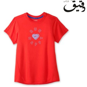 تصویر تیشرت ورزشی بروکس زنانهBrooks Distance short sleeve قرمز BROOKS WOMEN DISTANCE GRAPHIC SHORT SLEEVE