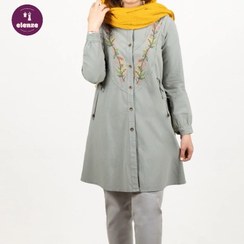 تصویر مانتو الیاف طبیعی گلدوزی اسپرت دانشجویی مدل دیبا 