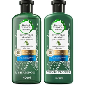 تصویر Herbal Essences Sulfate Free Potent Aloe + Bamboo Shampoo & Conditioner For Dry Hair And Frizzy Hair, 400ml 