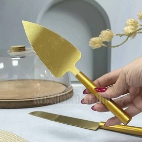 تصویر ست کارد کیک طلایی 