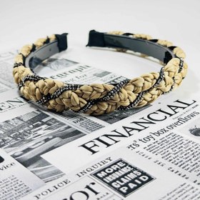 تصویر تل سر بافت نگینی - قهوه ای 