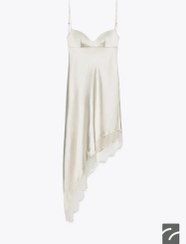 تصویر لباس میدی ساتن با یقه قلبی و دانتل از برند زارا (زنانه) 