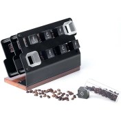 تصویر استند دوزینگ با پایه چوب گردو 6 تایی IKAPE IKAPE Coffee Upright Stand Bean Cellars Hopper 6 Tubes